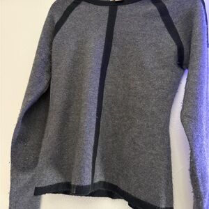 Michael Kors Gray Crewneck Sweater with Black Contrast Piping